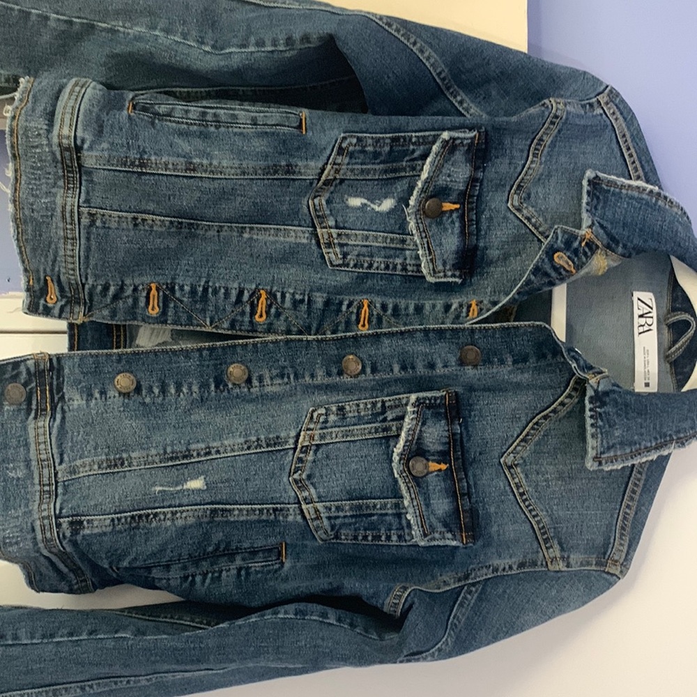 Zara distressed denim jean jacket